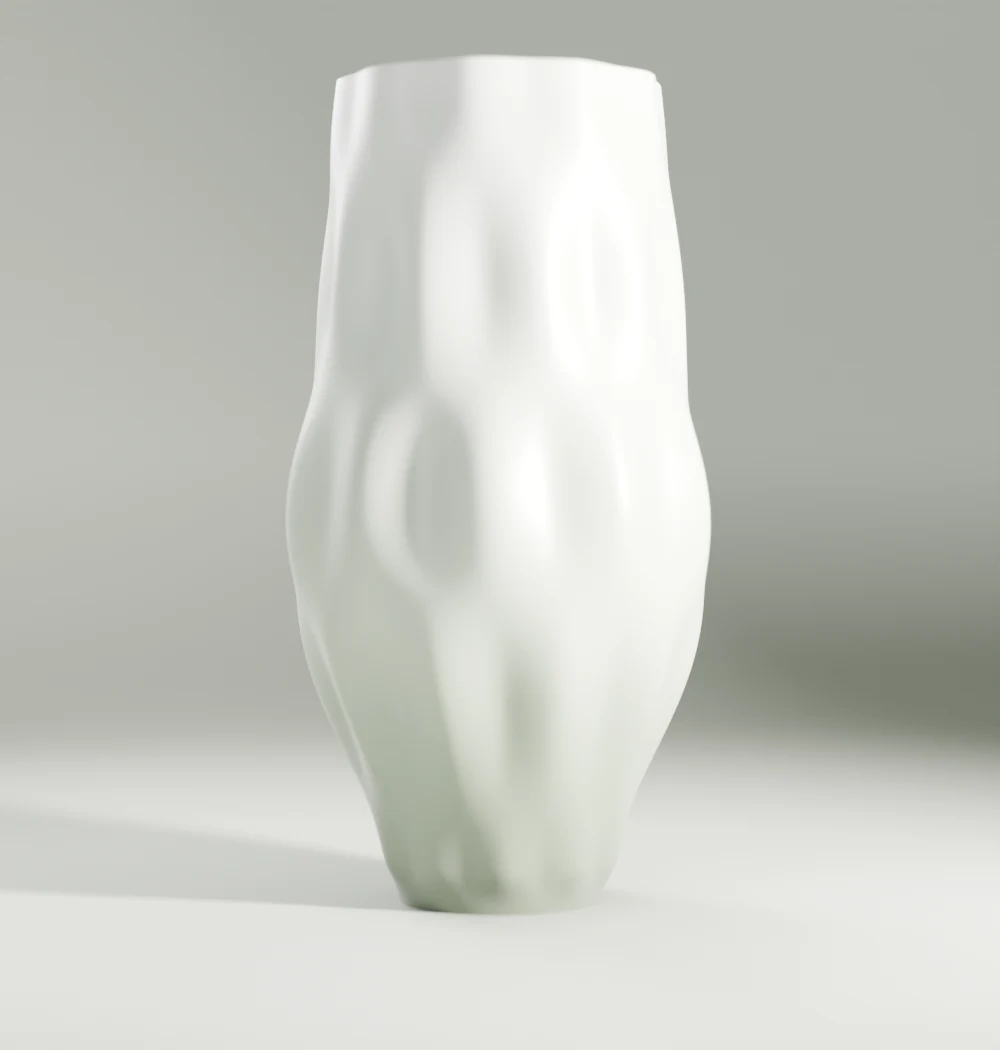 Twisted Wave Vase — studio portrait, matte cloud print